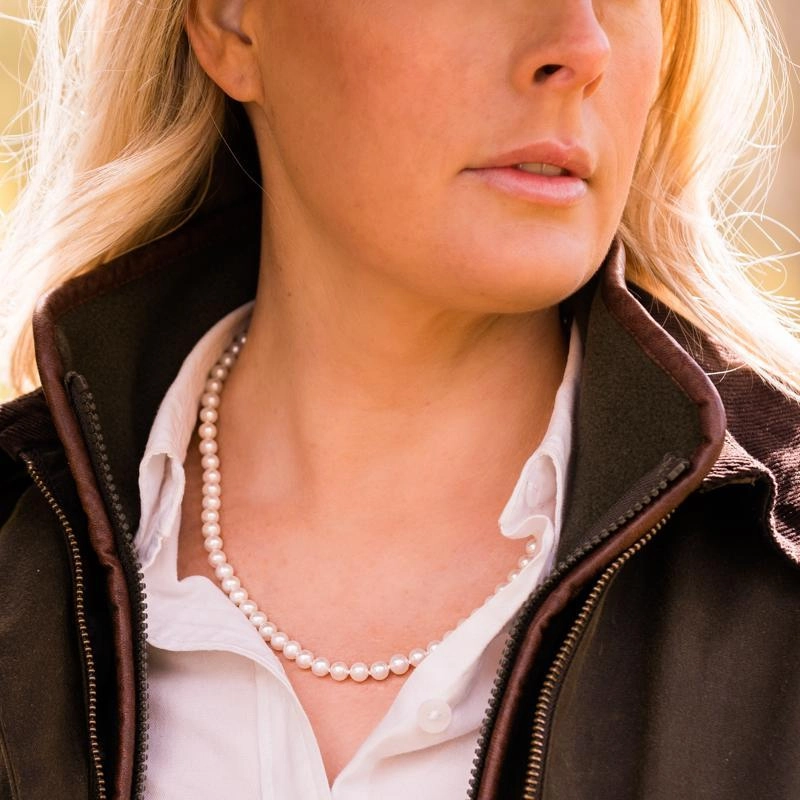 White Pearl 6mm Round Bead Necklace