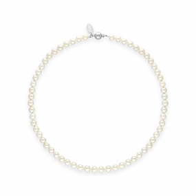 White Pearl 6mm Round Bead Necklace