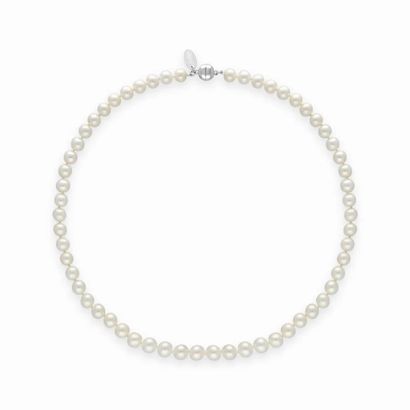 White Pearl 8mm Round Bead Necklace