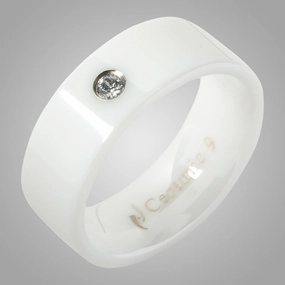 White Zirconium with CZ Flat Wedding Ring 8mm