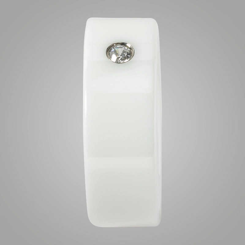 White Zirconium with CZ Flat Wedding Ring 8mm