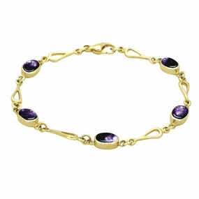 Yellow Gold Blue John Oval Spoon Link Bracelet