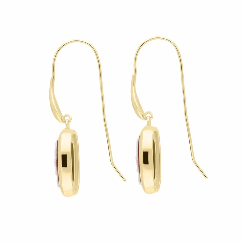 Yellow Gold Plated Sterling Silver Cameo Square Lady Drop Earrings D