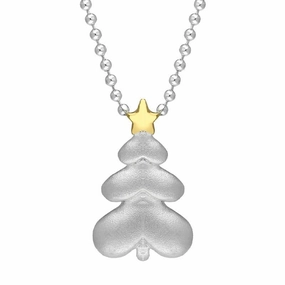 Yellow Gold Plated Sterling SilverChristmas Tree Star Necklace