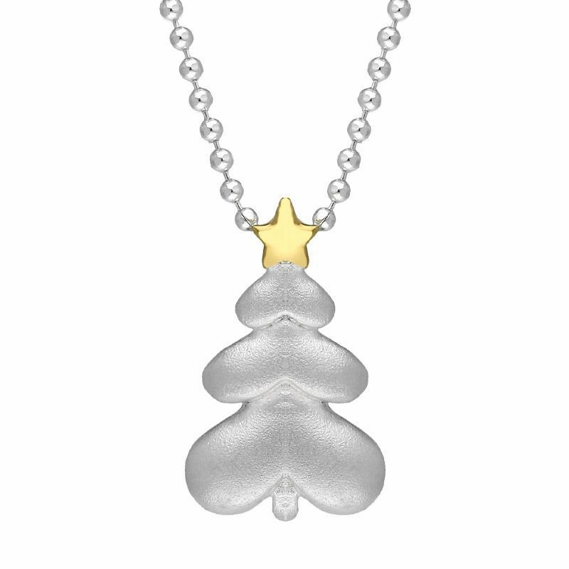 Yellow Gold Plated Sterling SilverChristmas Tree Star Necklace