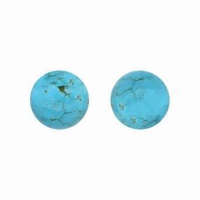 Yellow Gold Turquoise 8mm Ball Stud Earrings